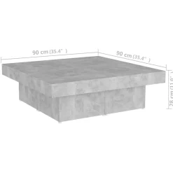 Stolik Kawowy Ława Stół Szary 90x90x28 Do Salonu Do Pokoju