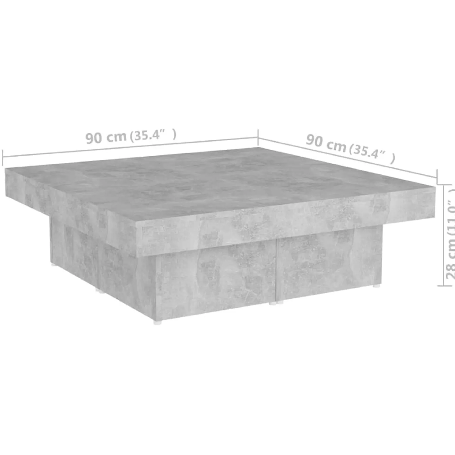 Stolik Kawowy Ława Stół Szary 90x90x28 Do Salonu Do Pokoju