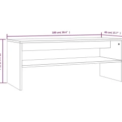 Stolik Kawowy Ława Stół Szary 100x40x40 Półka Do Salonu Do Pokoju