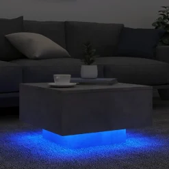 Stolik Kawowy Ława Stół Szary 55x55x31 Podświetlenie Led Do Salonu