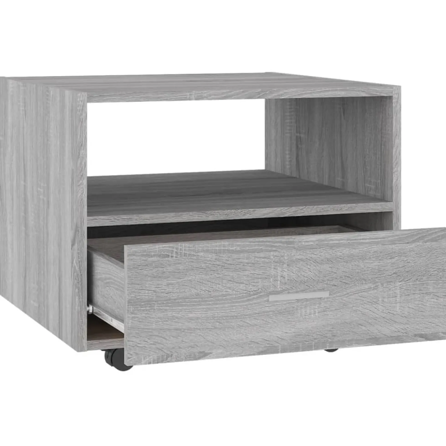 Stolik Kawowy Ława Stół Szary 55x55x40 Szuflady Półka Do Salonu Do Pokoju
