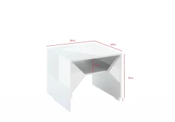 Stolik kawowy biały połysk 60x60 TUFFLE kwadratowy stoliczek z półką