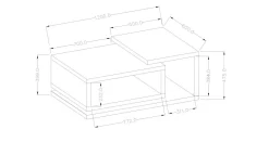 Stolik kawowy BOTA 120x60 biały/beton colorado