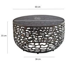 Stolik kawowy 60cm Alu Szkło Stolik do salonu Okrągły Metalowy Pomocniczy
