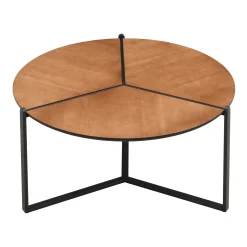 Stolik kawowy 80cm MDF imitacja drewna Okrągły stolik pod sofę do salonu