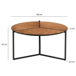 Stolik kawowy 80cm MDF imitacja drewna Okrągły stolik pod sofę do salonu