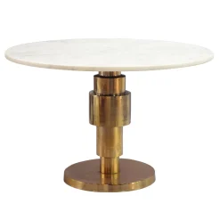 Stolik kawowy 60cm okrągły Marmur, Stolik do salonu, Stolik metal Biały