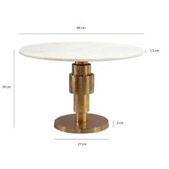 Stolik kawowy 60cm okrągły Marmur, Stolik do salonu, Stolik metal Biały