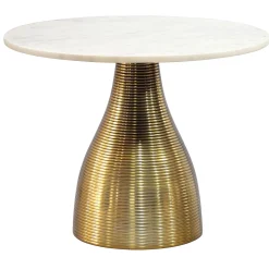 Stolik kawowy 60cm z marmurowym blatem, do salonu, metal, okrągły Biały