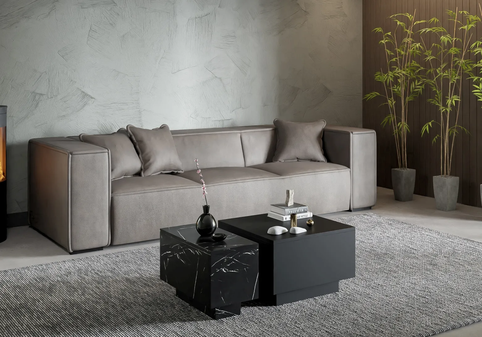 Stolik kawowy czarny mat 60x60 MOON z miejscem do przechowywania