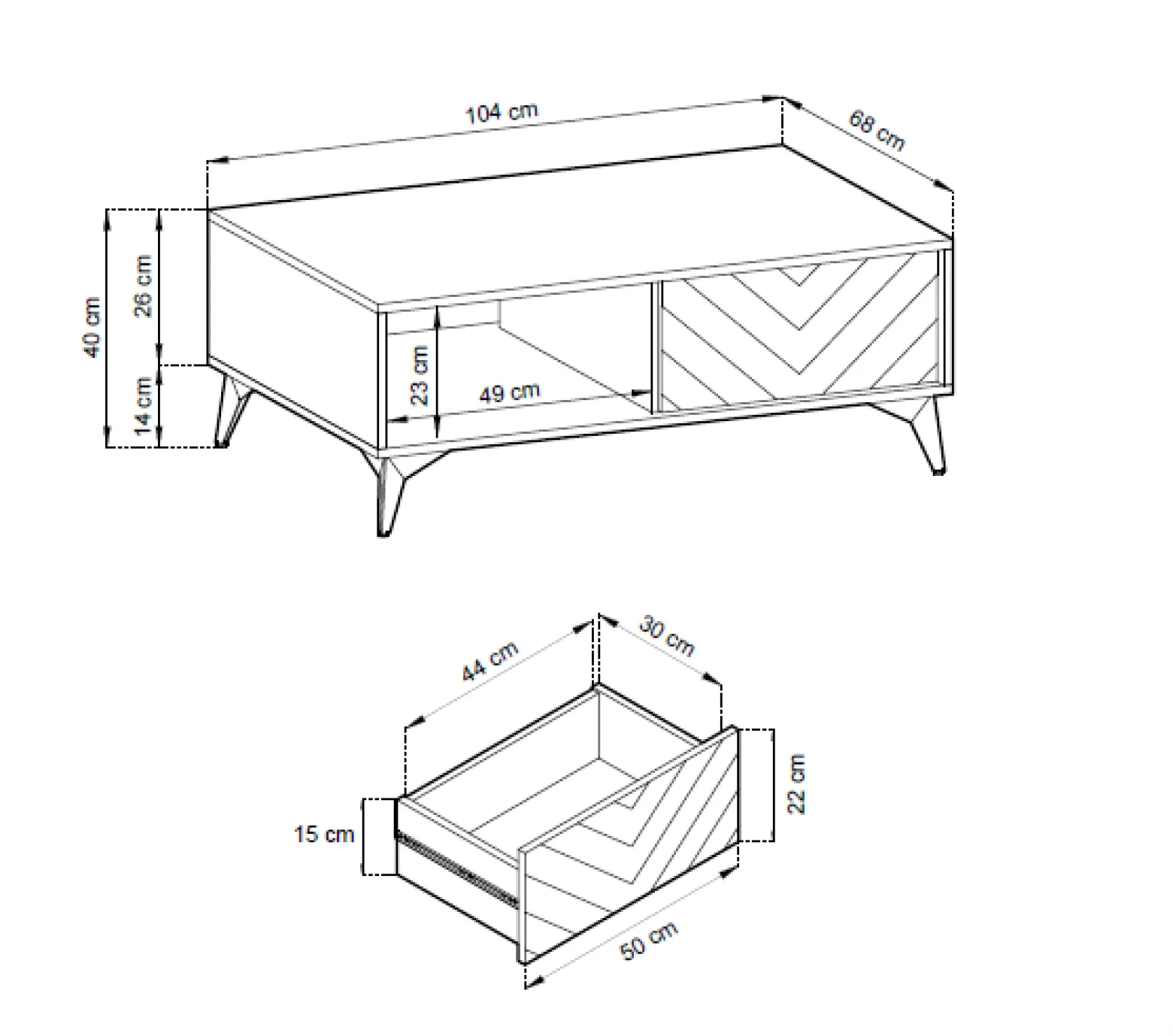 Stolik kawowy loftowy do salonu DIAMOND L140