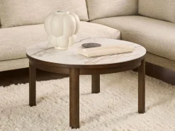 Stolik kawowy Marquise 90 cm z ceramicznym blatem, Ceramic + Oak smoked