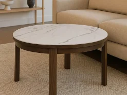 Stolik kawowy Marquise 90 cm z ceramicznym blatem, Ceramic + Oak smoked