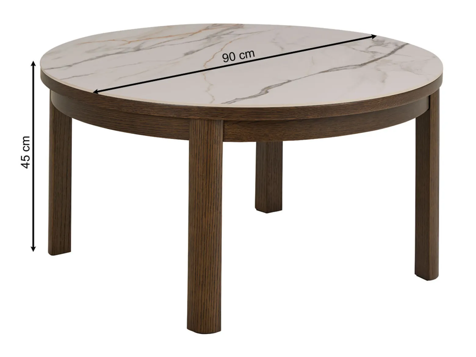 Stolik kawowy Marquise 90 cm z ceramicznym blatem, Ceramic + Oak smoked