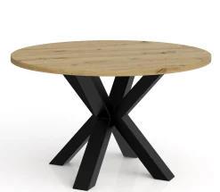 Stolik kawowy NEO okrągły 58 cm, metalowa podstawa- dąb artisan
