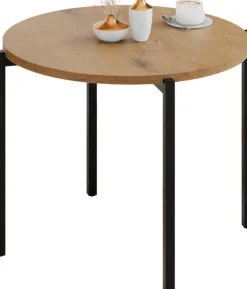 Stolik kawowy okrągły loft 55x55x46 cm metalowy czarny
