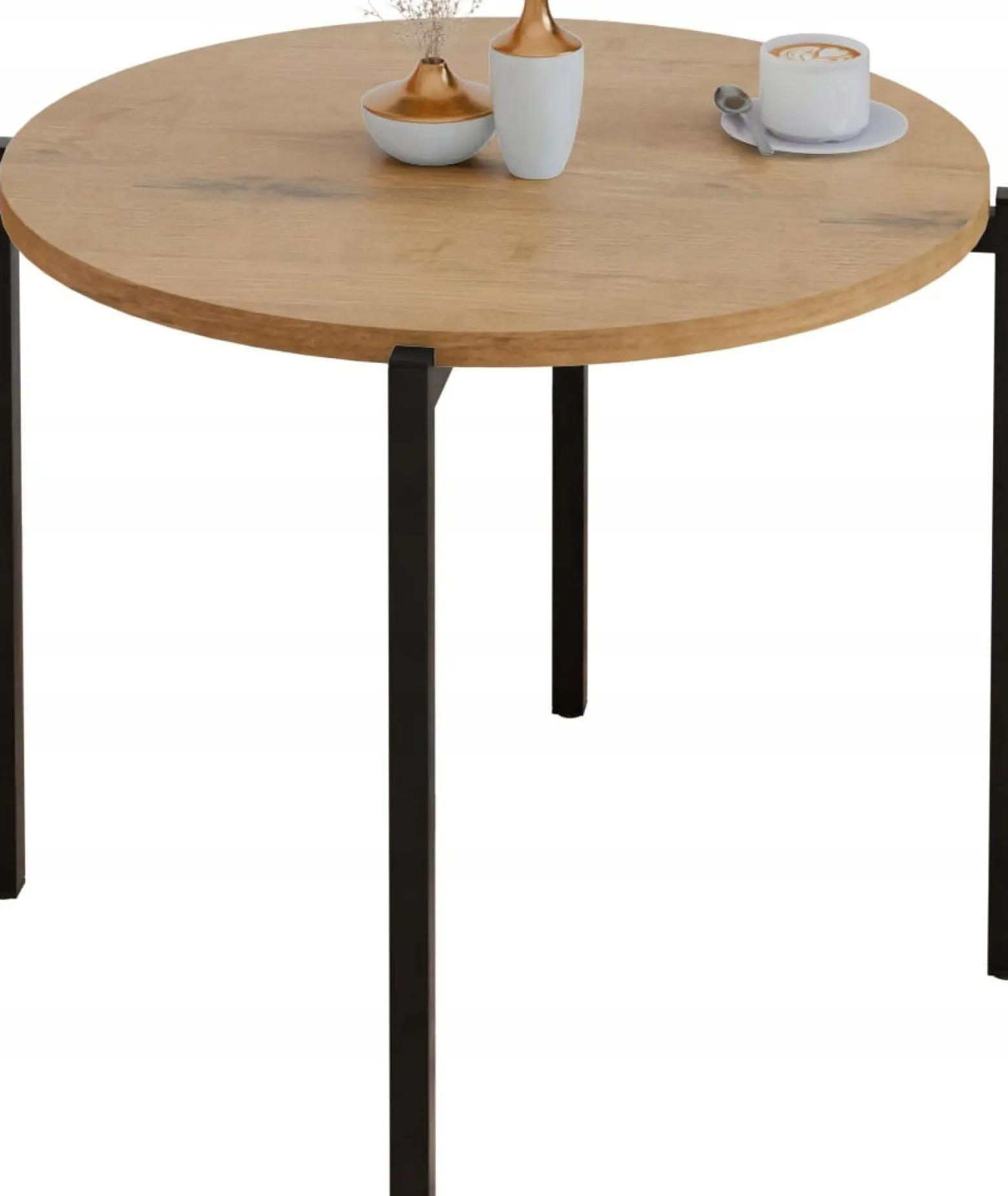 Stolik kawowy okrągły loft 55x55x46 cm metalowy czarny
