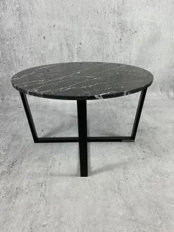 Stolik Kawowy Okrągły z Marmurem Nero Marquina MENTO - 11