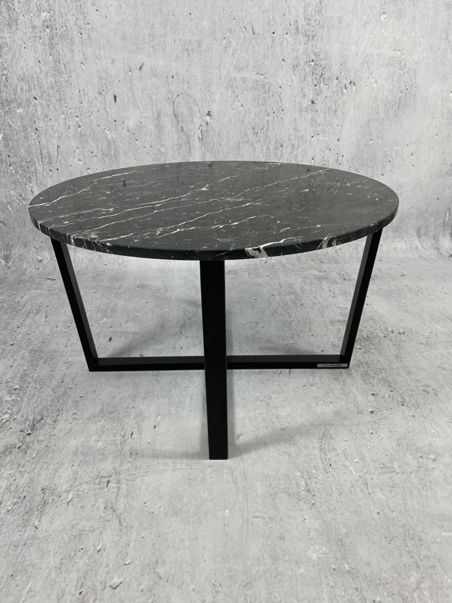 Stolik Kawowy Okrągły z Marmurem Nero Marquina MENTO - 11