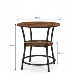 Stolik kawowy okrągły z półką brąz loft 55 cm