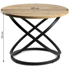 Stolik kawowy Selvia LOFT okrągły 60 cm, blat MDF w kolorze drewna, metal