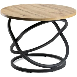 Stolik kawowy Selvia LOFT okrągły 60 cm, blat MDF w kolorze drewna, metal