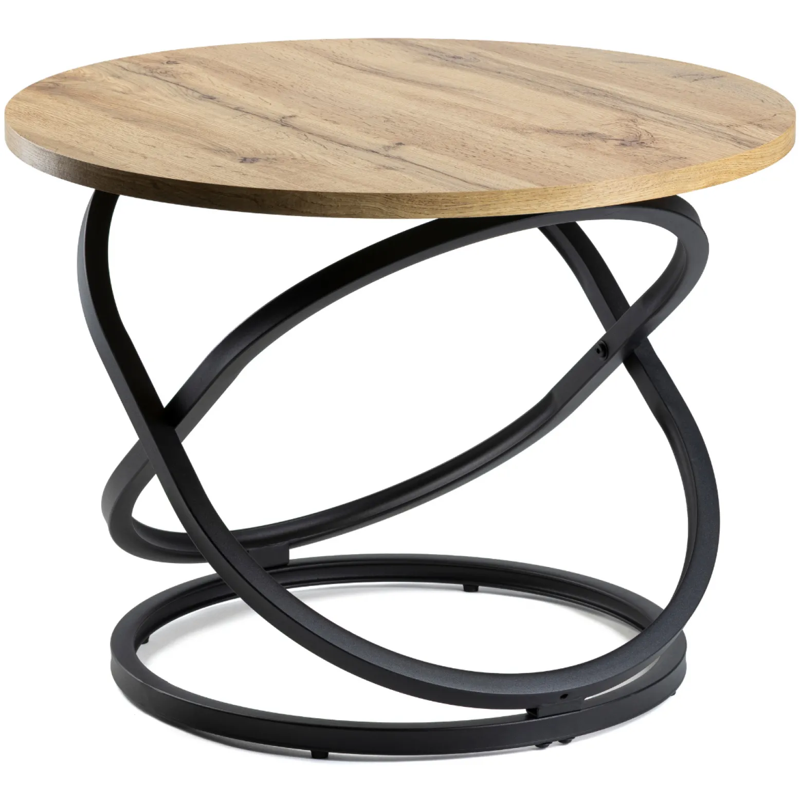 Stolik kawowy Selvia LOFT okrągły 60 cm, blat MDF w kolorze drewna, metal