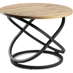 Stolik kawowy Selvia LOFT okrągły 60 cm, blat MDF w kolorze drewna, metal