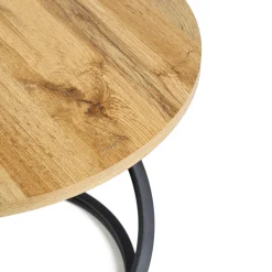 Stolik kawowy Selvia LOFT okrągły 60 cm, blat MDF w kolorze drewna, metal