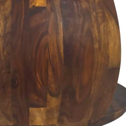 Stolik Kawowy Sheesham Drewno Lite okrągły 60 cm Stolik Salon Półka Wiejski