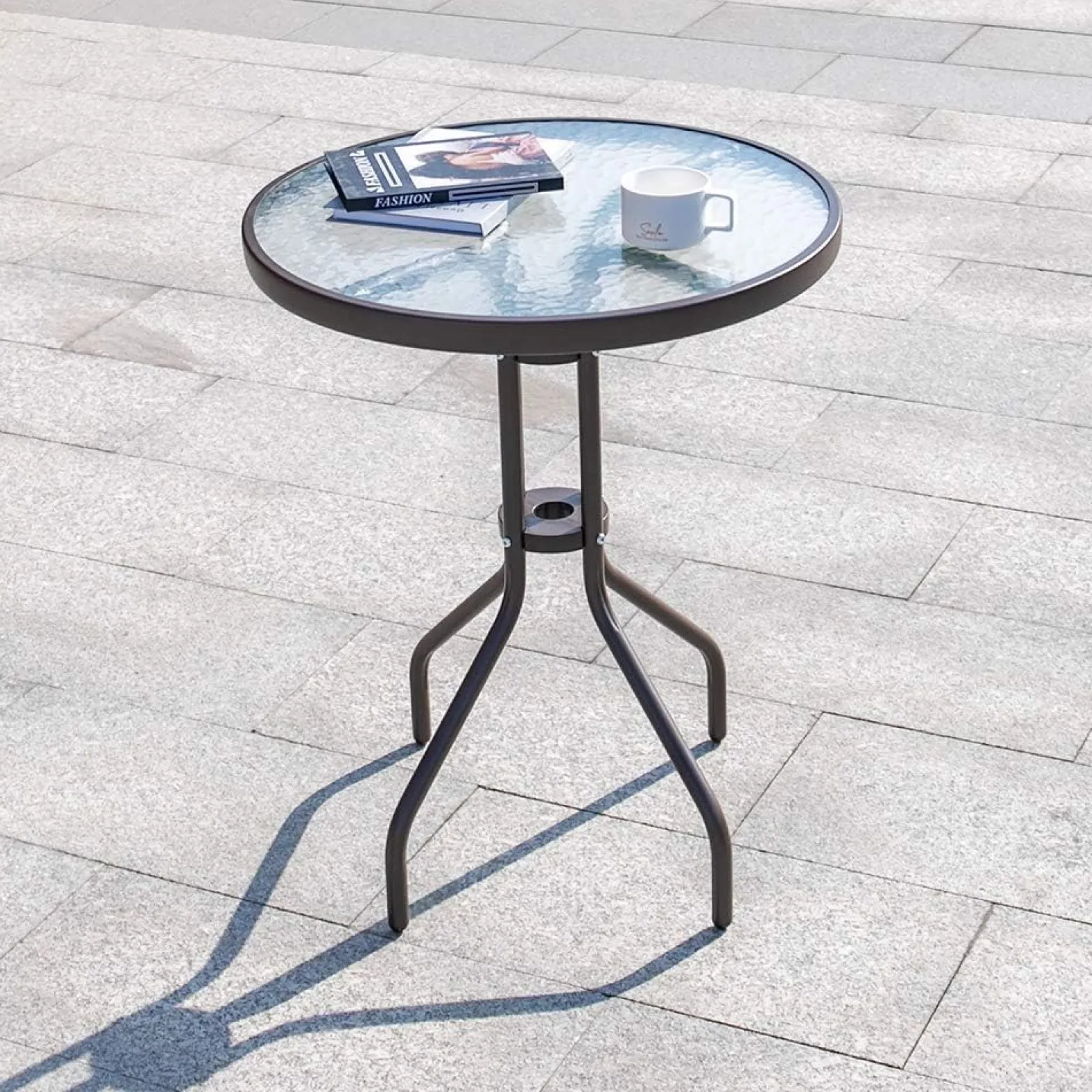 Stolik kawowy Songmics stół ogrodowy balkonowy okrągły 60cm