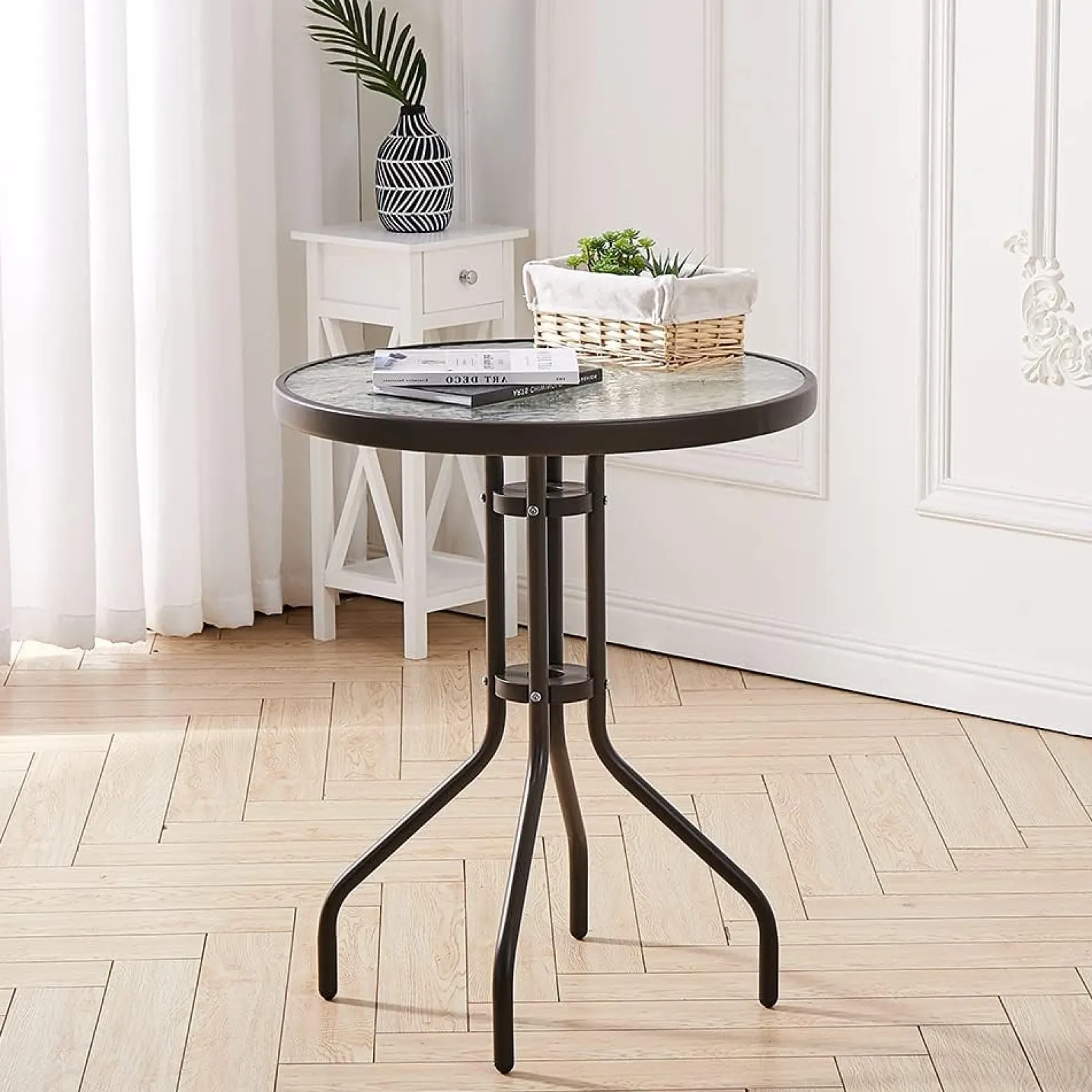 Stolik kawowy Songmics stół ogrodowy balkonowy okrągły 60cm