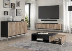 Stolik kawowy TOLEDO 110x55 cm dąb flagstaff / czarny mat