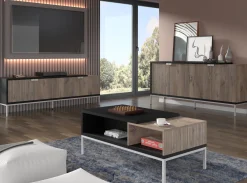 Stolik kawowy TOLEDO 110x55 cm dąb flagstaff / czarny mat