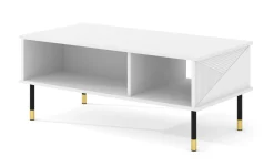 Stolik kawowy WOODY 110x55 cm frezowany biały mat