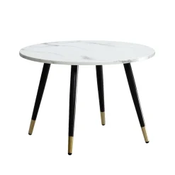 Stolik Kawowy 60x60 Marmur Okrągły Metalowy Stolik Salon Sofa
