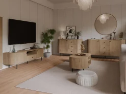 Stolik kawowy z półkami w stylu japandi DĄB CREMONA ZANTO