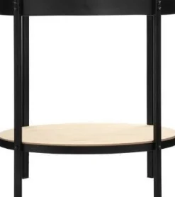 Stolik kawowy z zegarem i półką MECA, Ø 49 cm, metalowy