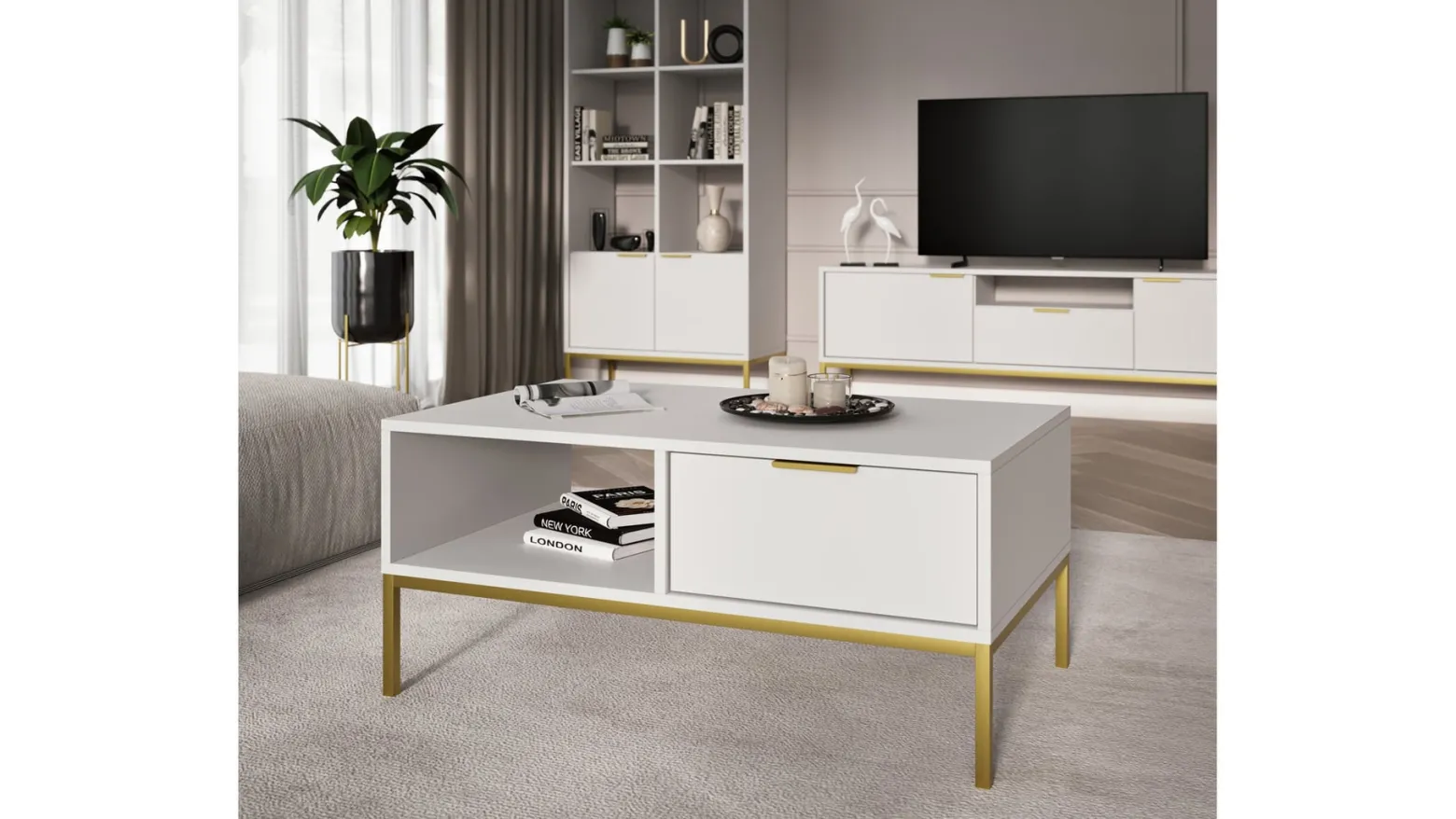 Stolik kwadratowy Austin 80 cm biały