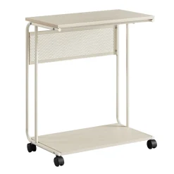 Stolik pomocniczy boczny C na kółkach kremowy stal 55x33x65,8 cm 2 półki