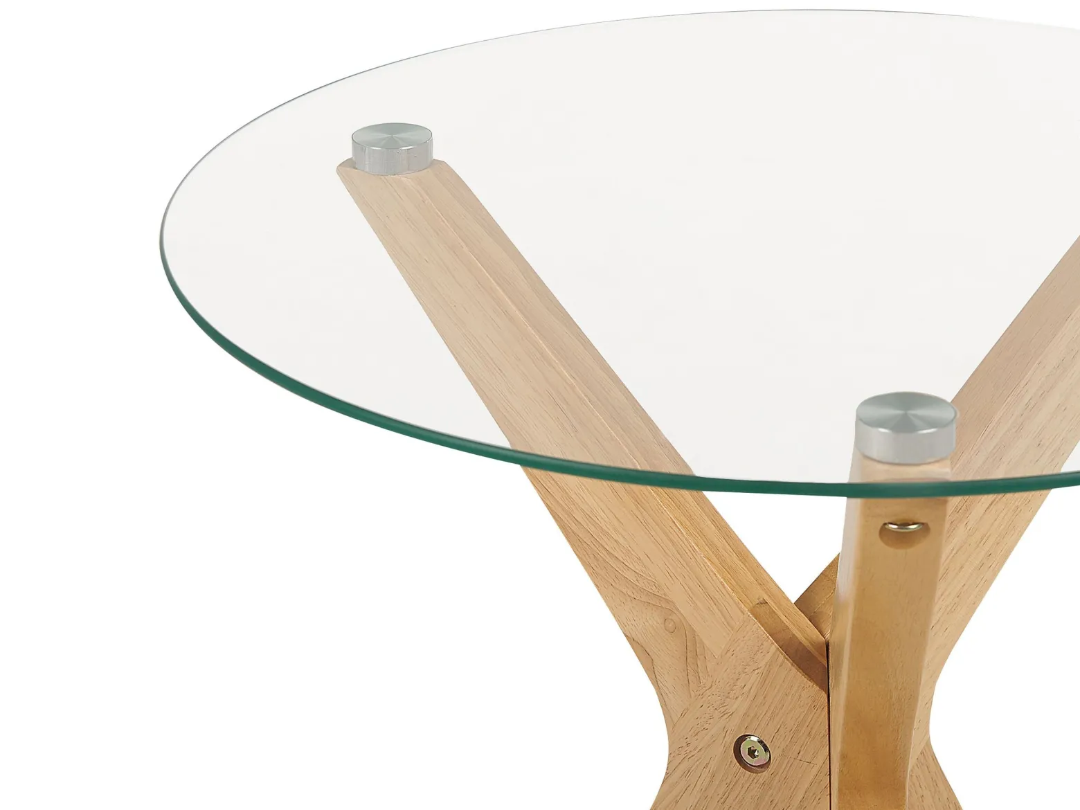 Stolik pomocniczy ø 45 cm szkło jasne drewno