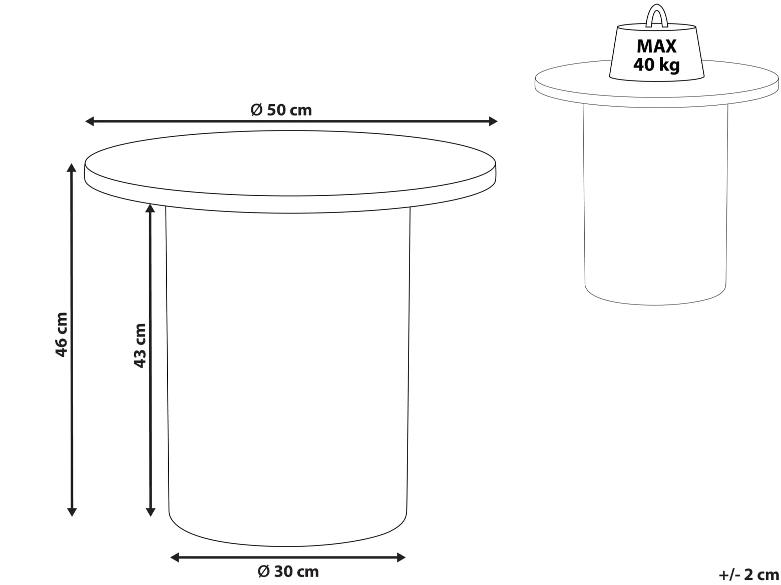 Stolik pomocniczy płyta MDF 50 cm beżowy