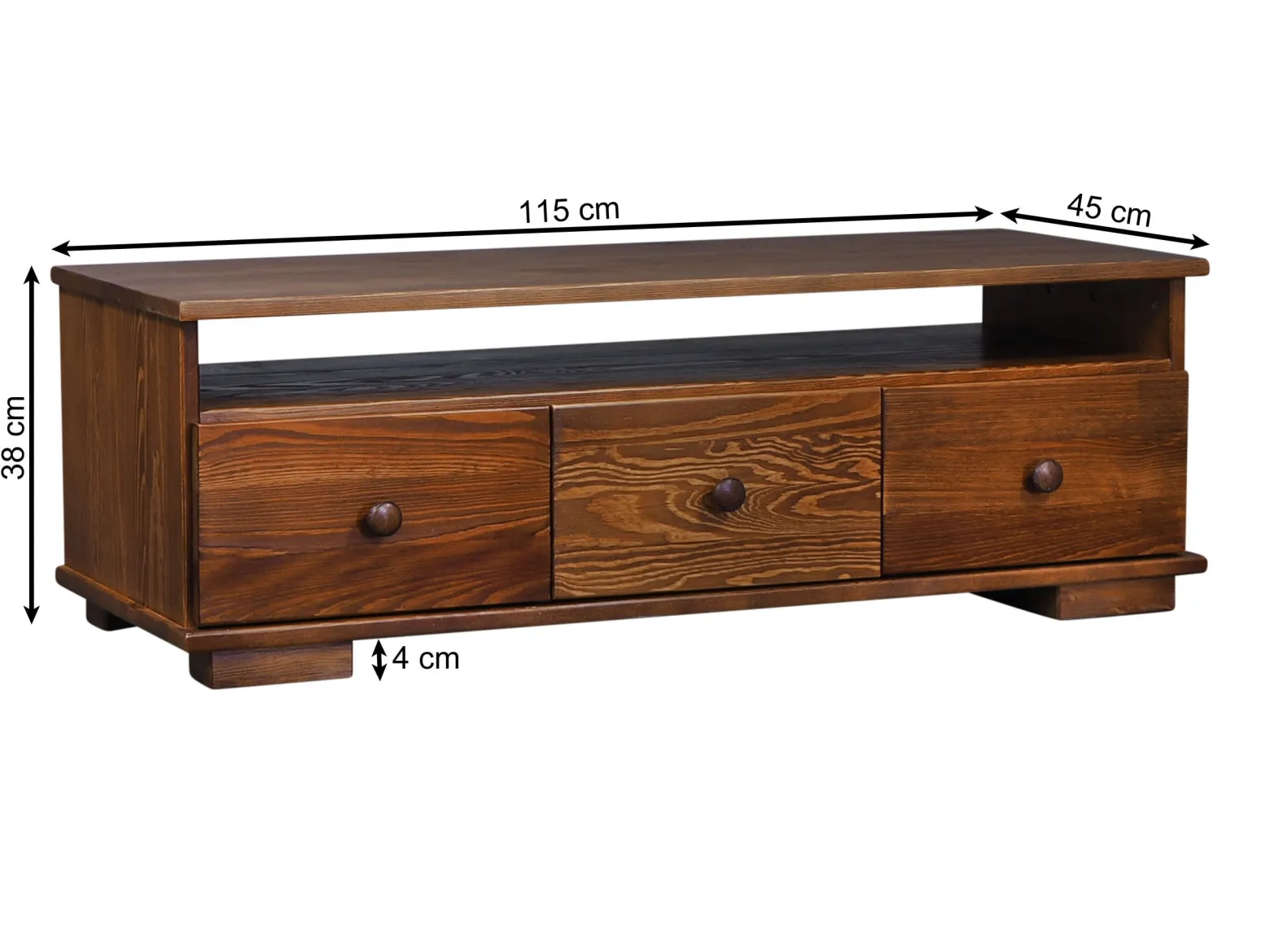 Stolik RTV Modern II 115 cm drewniany, kolor sosnowy