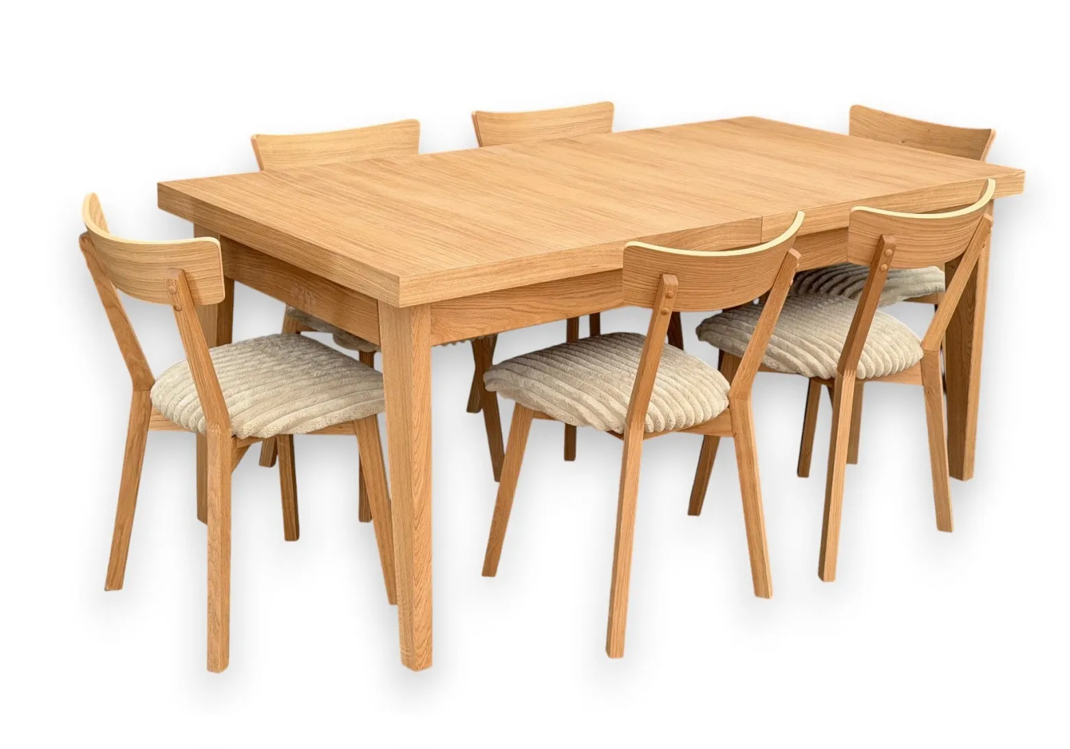 Stół Prostokątny Fornirowany 90x180+2x40 + 6Krzeseł Agata