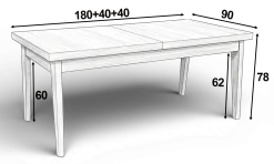 Stół Prostokątny Fornirowany 90x180+2x40 + 6Krzeseł Agata