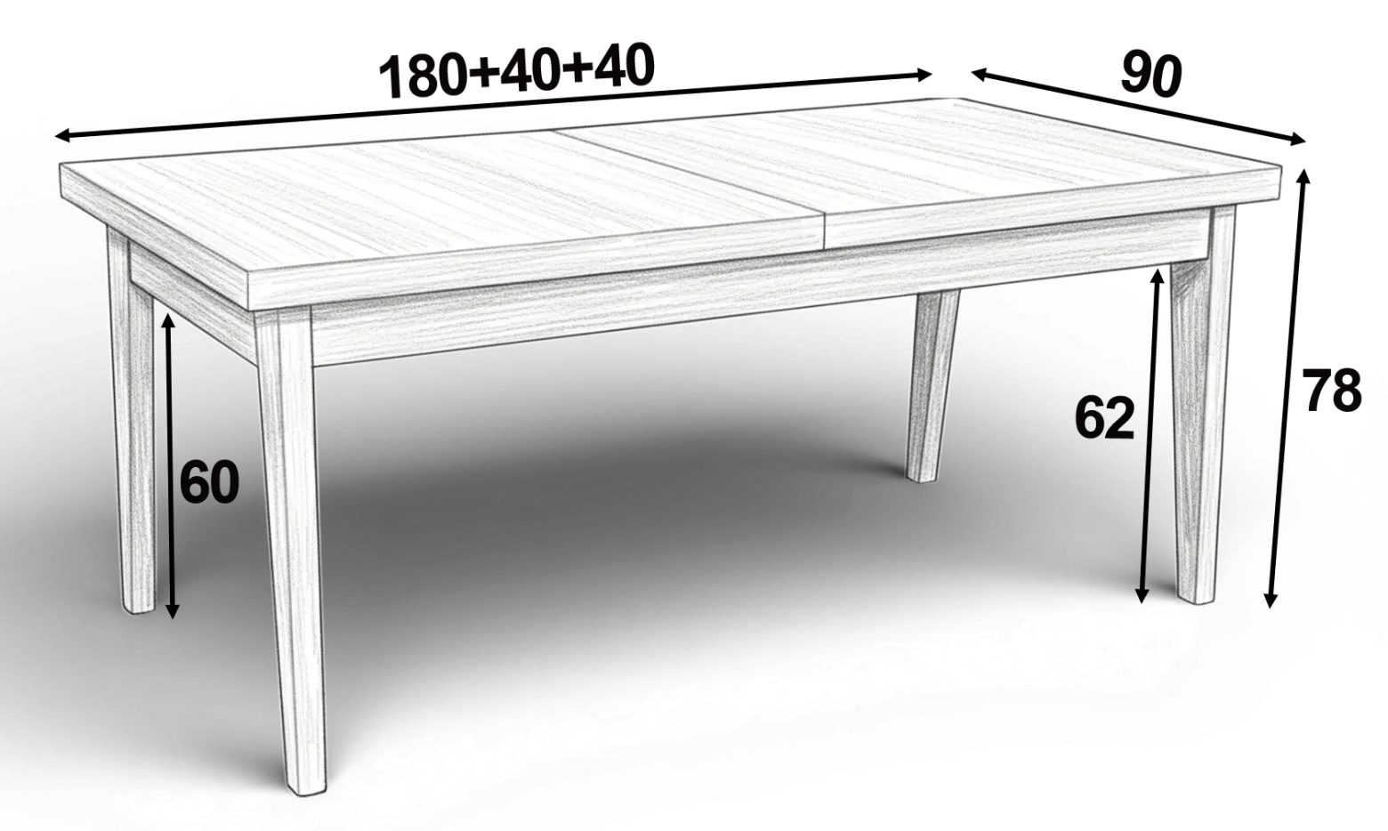 Stół Prostokątny Fornirowany 90x180+2x40 + 6Krzeseł Agata