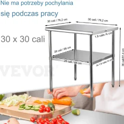 Stół roboczy blat gastronomiczny nierdzewny – 76,2 x 76,2 cm