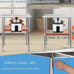 Stół roboczy blat gastronomiczny nierdzewny – 76,2 x 76,2 cm