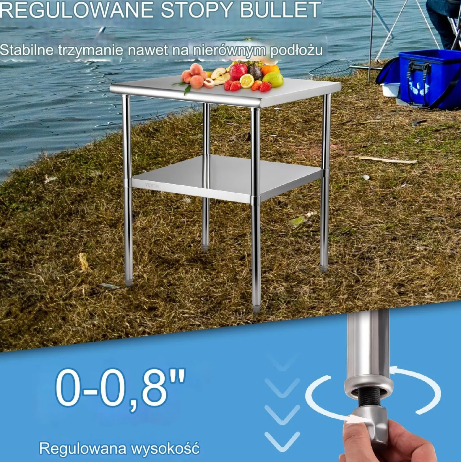 Stół roboczy blat gastronomiczny nierdzewny – 76,2 x 76,2 cm
