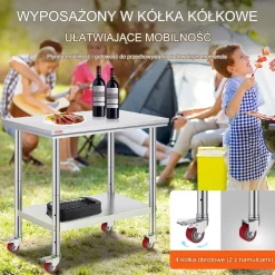 Stół roboczy ze stali nierdzewnej – Nośność 317 kg 90x60x80 cm